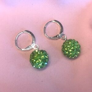 Green Austrian Crystal Drop Earrings